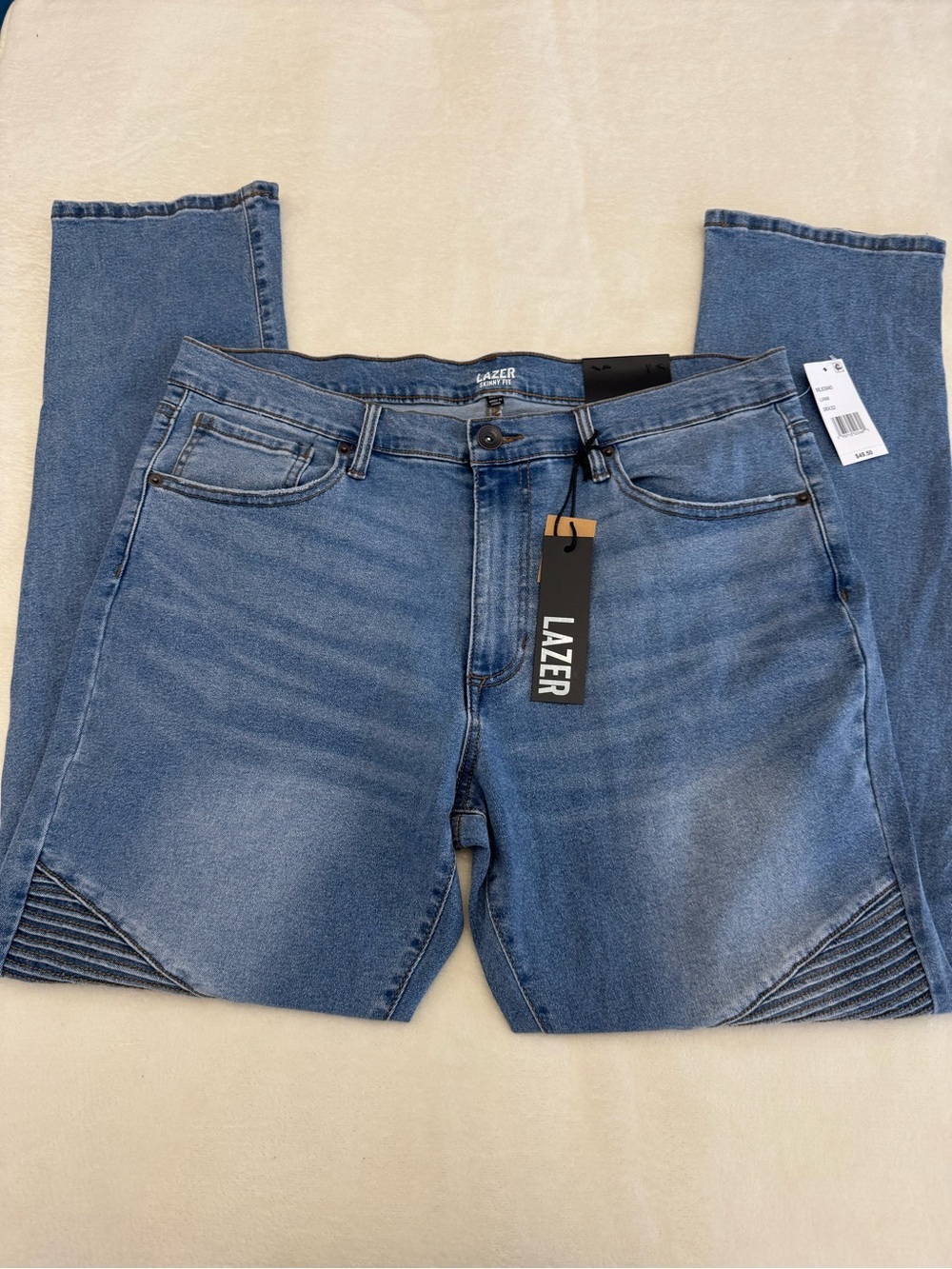 LAZER Men’s Slim Straight Jeans in Light Blue